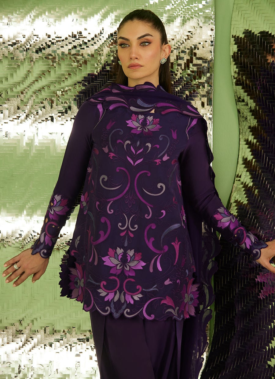 Farah Talib Aziz | Veya A Draped Capsule | Noir Aubergine - by Libasekhas UK - Registered Vendor of : Farah Talib Aziz - 100% Original Designer Dress