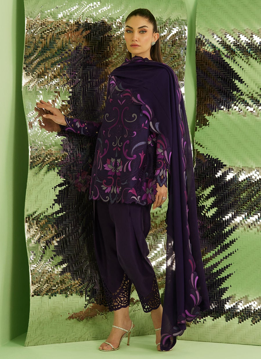 Farah Talib Aziz | Veya A Draped Capsule | Noir Aubergine - by Libasekhas UK - Registered Vendor of : Farah Talib Aziz - 100% Original Designer Dress
