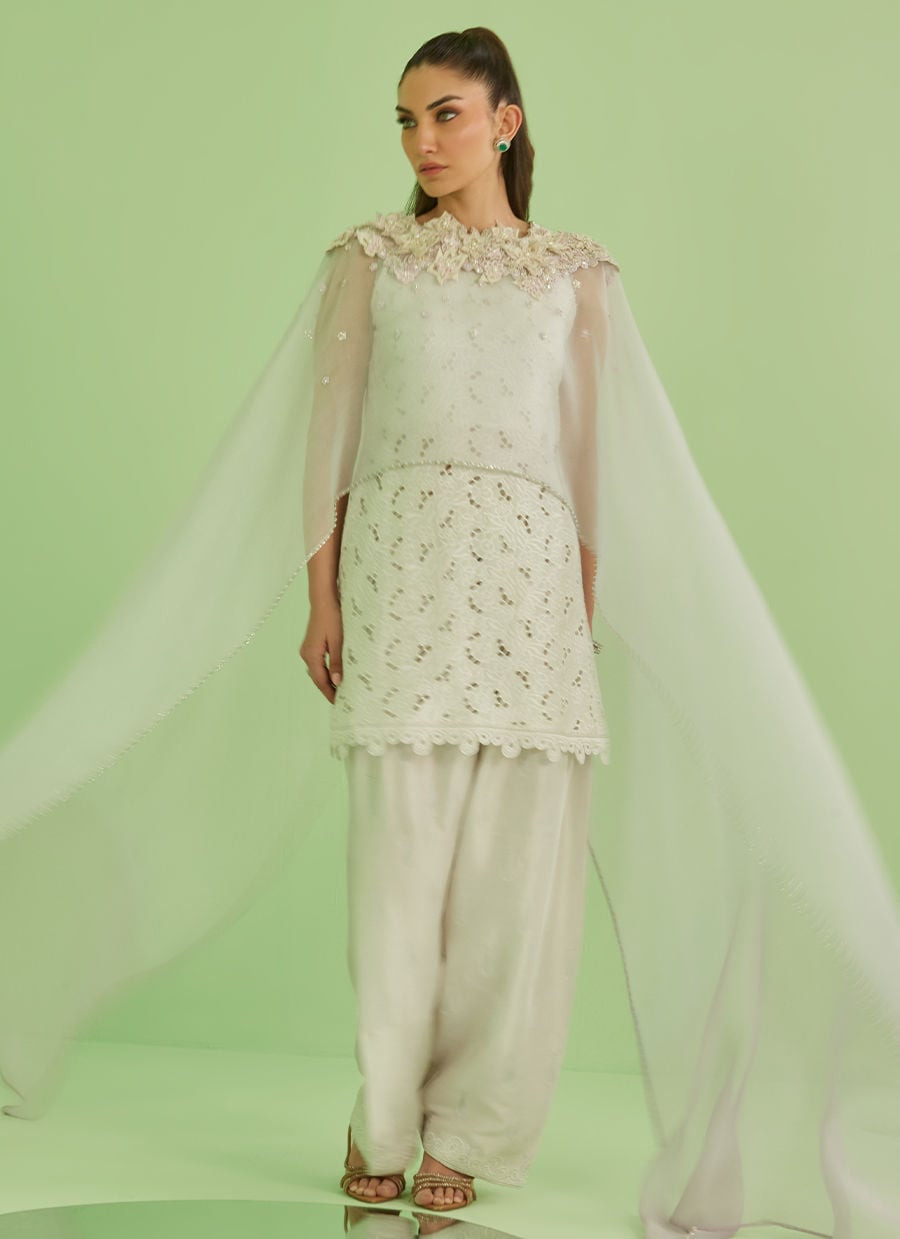 Farah Talib Aziz | Veya A Draped Capsule | Laine Shirt And Drape Dupatta - by Libasekhas UK - Registered Vendor of : Farah Talib Aziz - 100% Original Designer Dress
