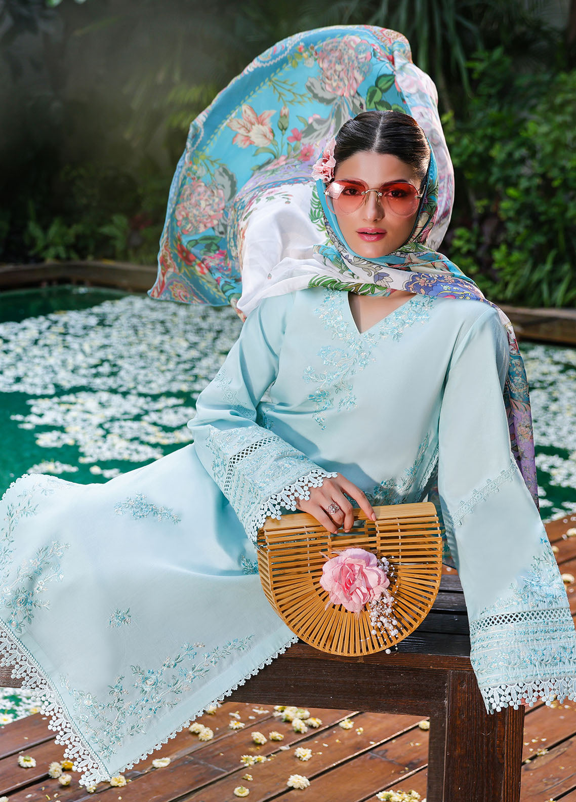 Sahane | Lovent Embroidered Pret 25 | ME23004 Celeste - by - Libasekhas UK - Registered Vendor of : Sahane - 100% Original Designer Dresss