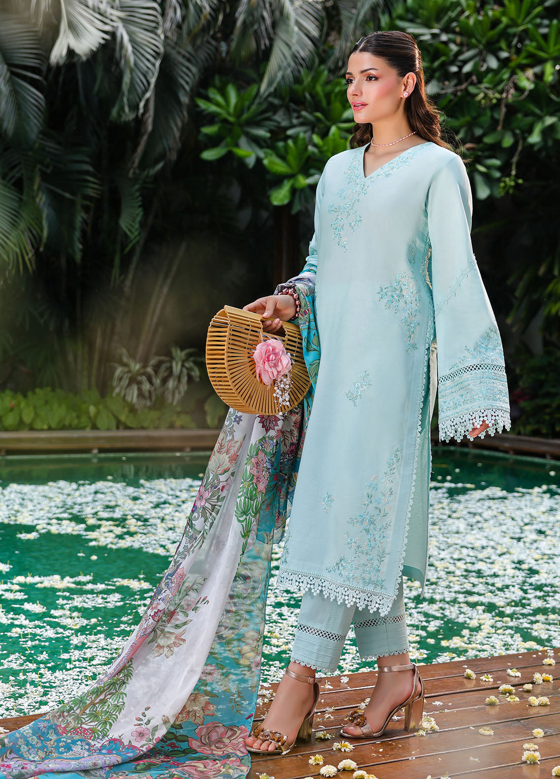 Sahane | Lovent Embroidered Pret 25 | ME23004 Celeste - by - Libasekhas UK - Registered Vendor of : Sahane - 100% Original Designer Dresss