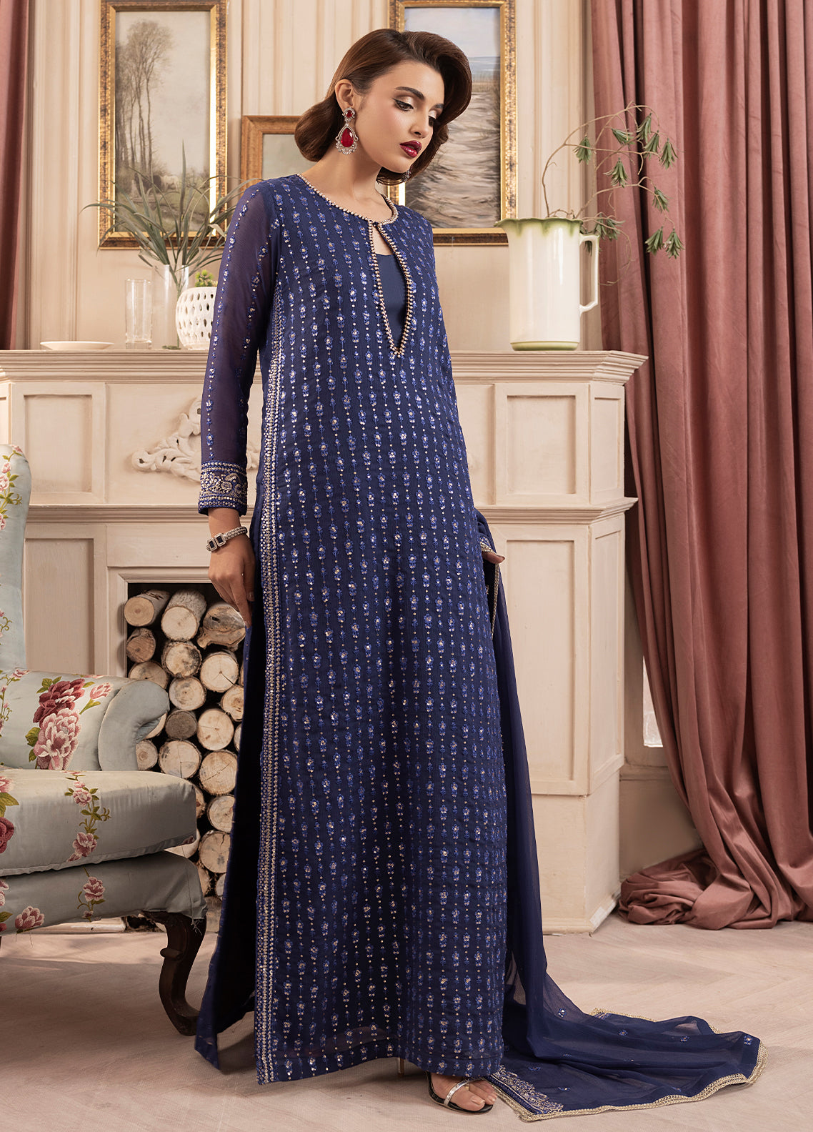Sahane | Elyssa Festive Chiffon | CT-19002 Elle - ELYSSA - by - Libasekhas UK - Registered Vendor of : Sahane - 100% Original Designer Dresss