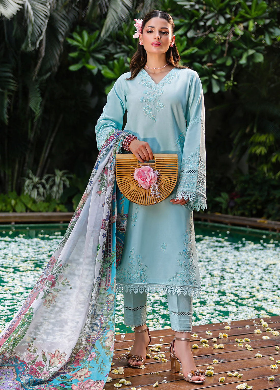 Sahane | Lovent Embroidered Pret 25 | ME23004 Celeste - by - Libasekhas UK - Registered Vendor of : Sahane - 100% Original Designer Dresss