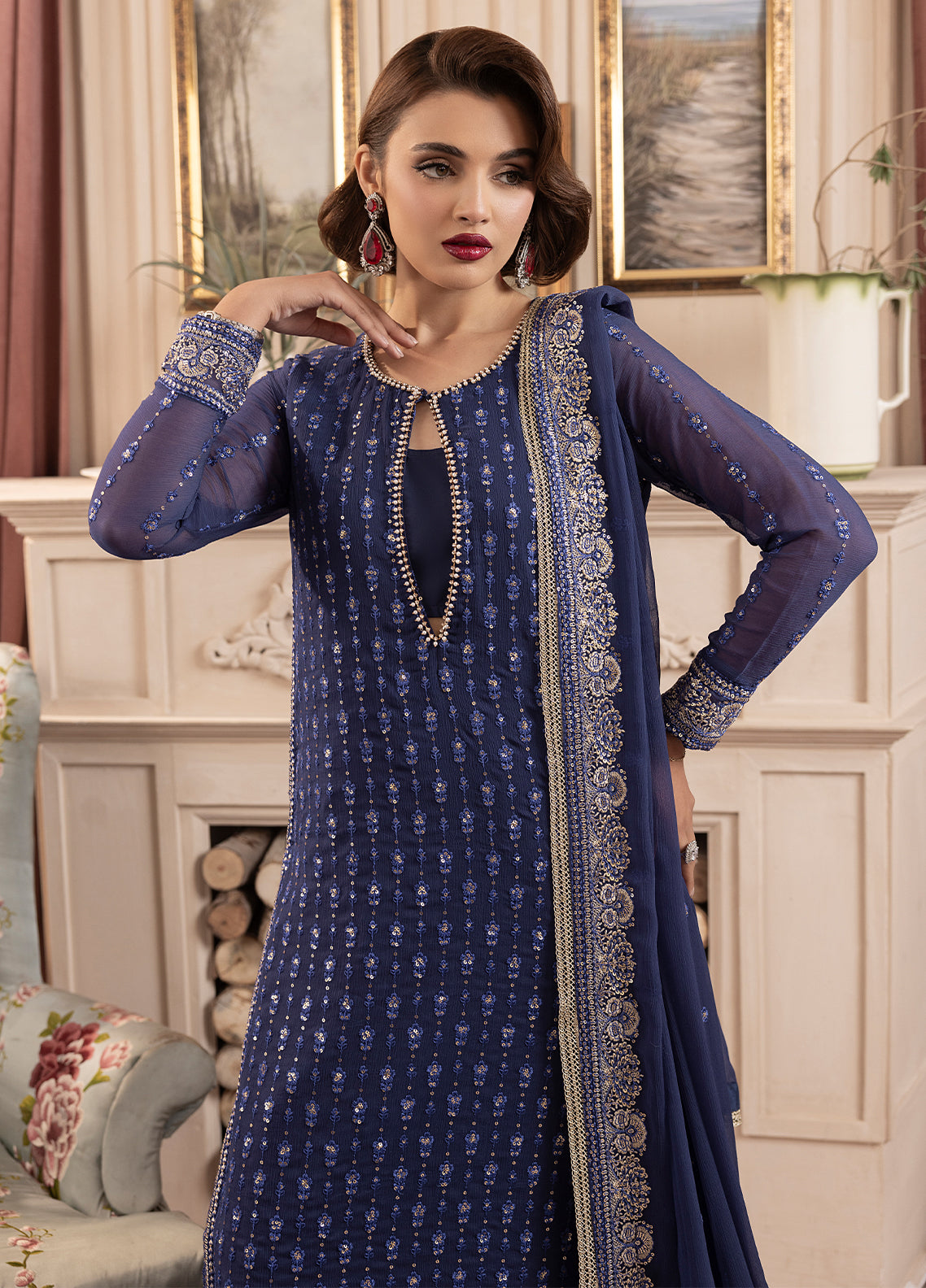Sahane | Elyssa Festive Chiffon | CT-19002 Elle - ELYSSA - by - Libasekhas UK - Registered Vendor of : Sahane - 100% Original Designer Dresss