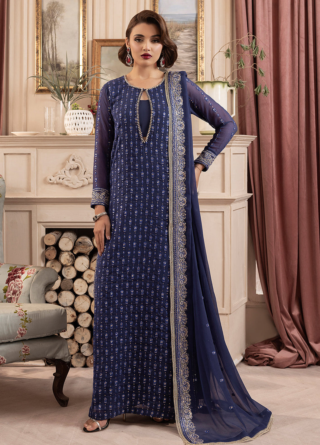 Sahane | Elyssa Festive Chiffon | CT-19002 Elle - ELYSSA - by - Libasekhas UK - Registered Vendor of : Sahane - 100% Original Designer Dresss