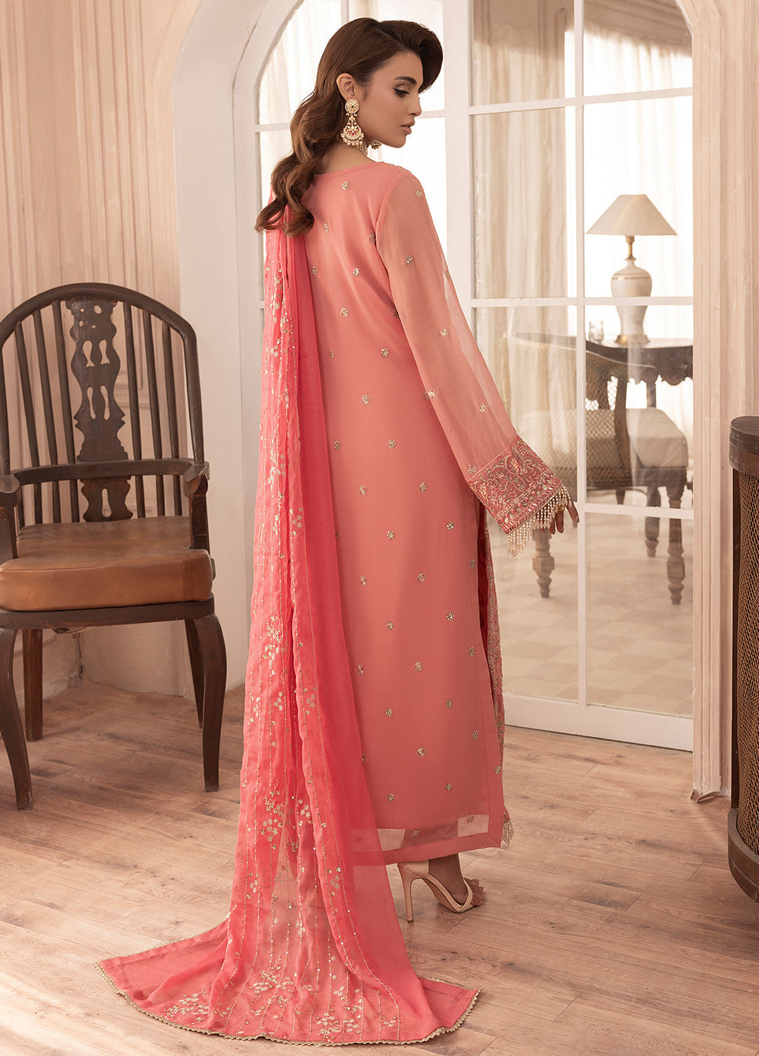Sahane | Elyssa Festive Chiffon | CT-19003 Rosa - ELYSSA - by - Libasekhas UK - Registered Vendor of : Sahane - 100% Original Designer Dresss