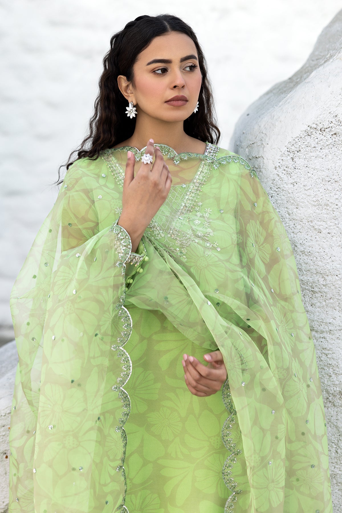 charizma green dress Charizma Green Embroidered Chiffon Pakistani Suit
