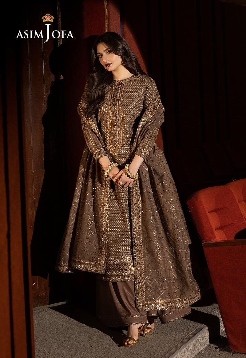 Asim Jofa | Luxury Festive Rejoice | AJLFF-08, XL / Coral Gold / Paper Cotton Asim Jofa | Luxury Festive Rejoice | AJLFF-08, XL / Coral Gold / Paper Cotton