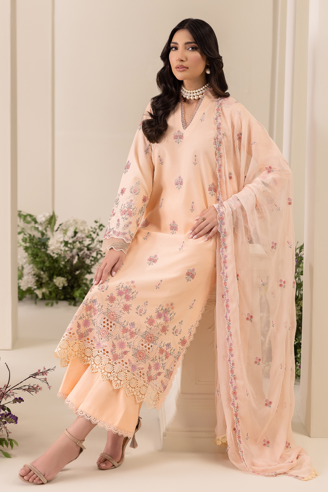 Rajbari | Premium Edition | Embroidered Chiffon Dopatta 04 - by Libasekhas UK - Registered Vendor of : Rajbari - 100% Original Designer Dress