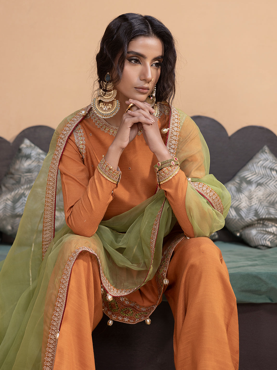 Hem Stitch | Raw Silk Edit 25 | Kashish - by - Libasekhas UK - Registered Vendor of : Hemstitch - 100% Original Designer Dresss