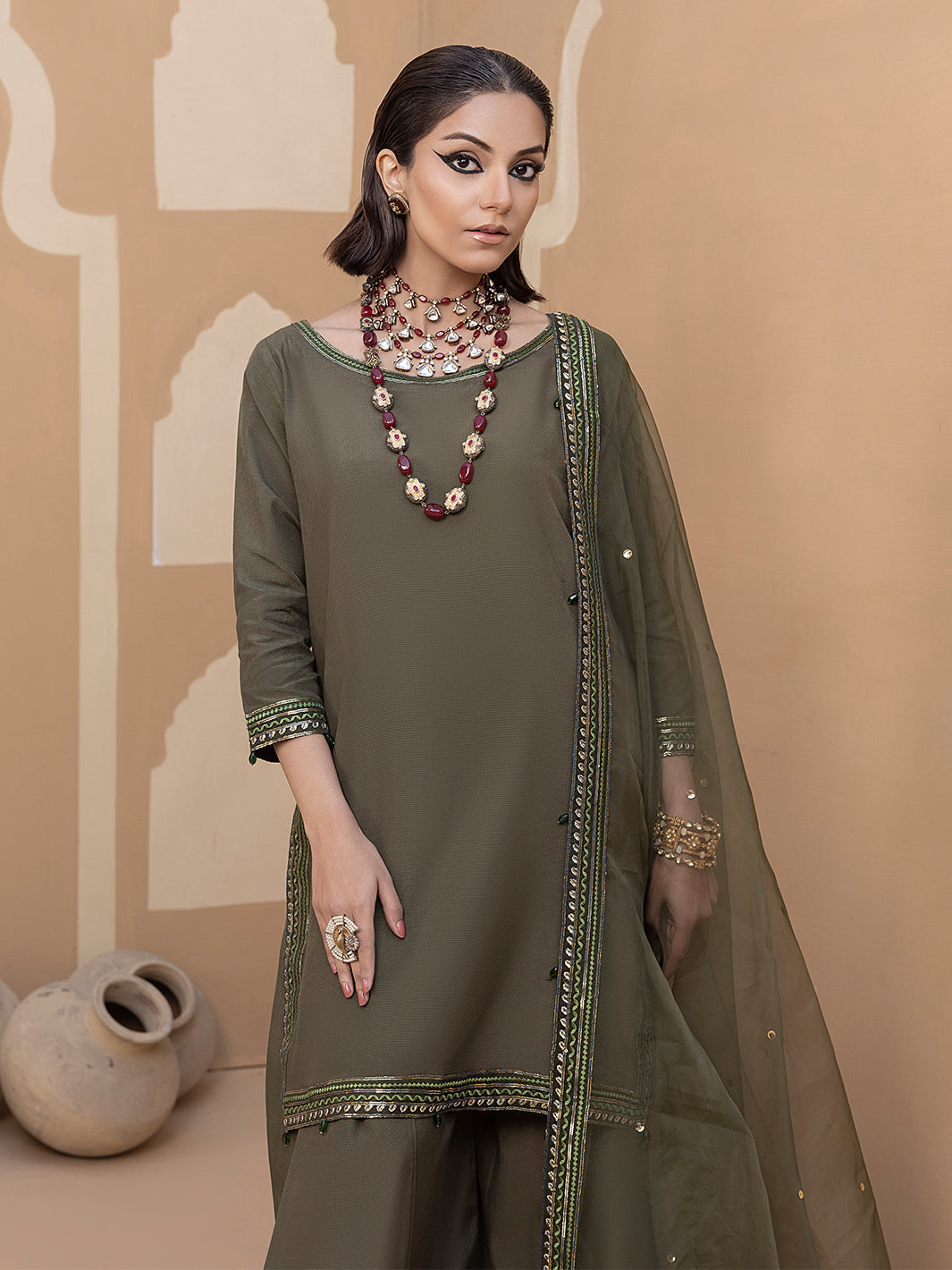 Hem Stitch | Raw Silk Edit 25 | Noor - by - Libasekhas UK - Registered Vendor of : Hemstitch - 100% Original Designer Dresss