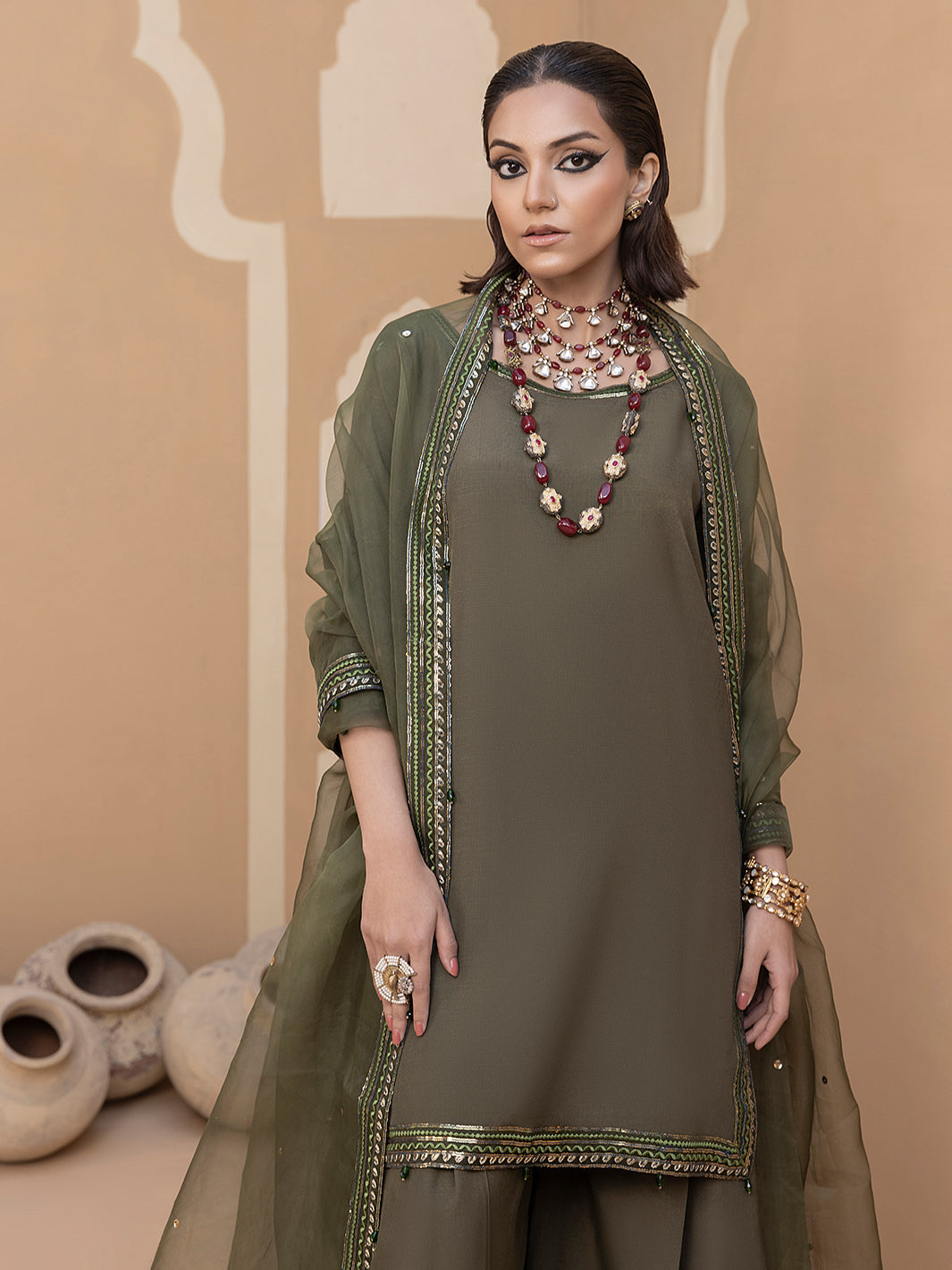 Hem Stitch | Raw Silk Edit 25 | Noor - by - Libasekhas UK - Registered Vendor of : Hemstitch - 100% Original Designer Dresss
