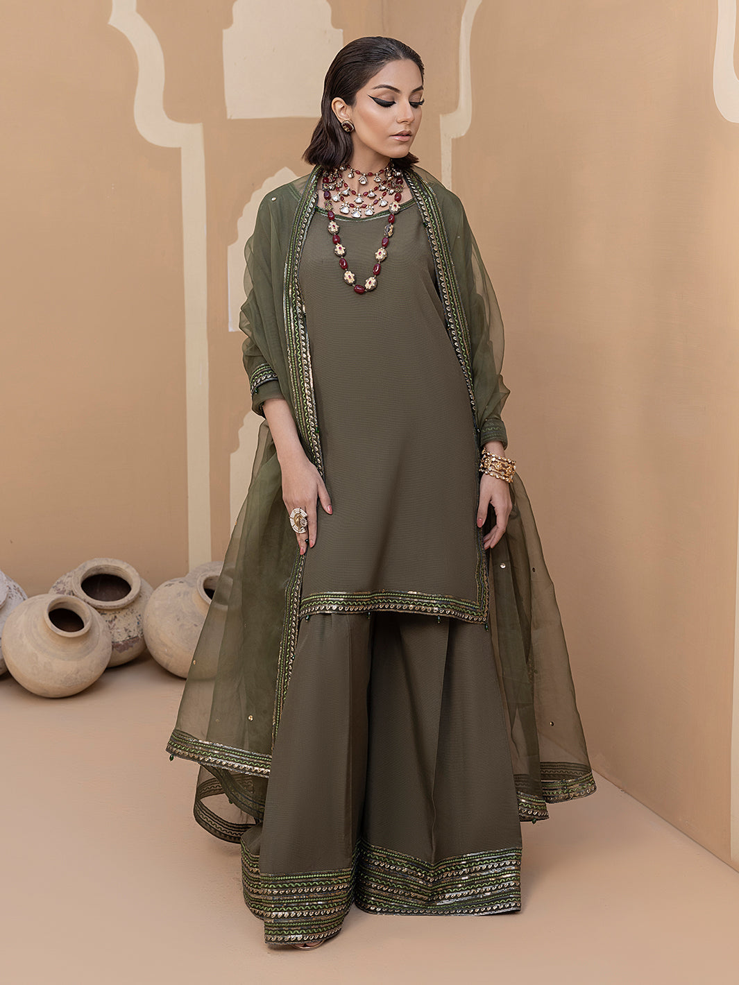 Hem Stitch | Raw Silk Edit 25 | Noor - by - Libasekhas UK - Registered Vendor of : Hemstitch - 100% Original Designer Dresss