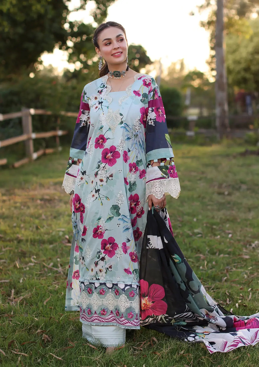 Elaf Premium | Prints Chikankari 24 | 01B AQUABELLA - Luxury -  Libasekhas