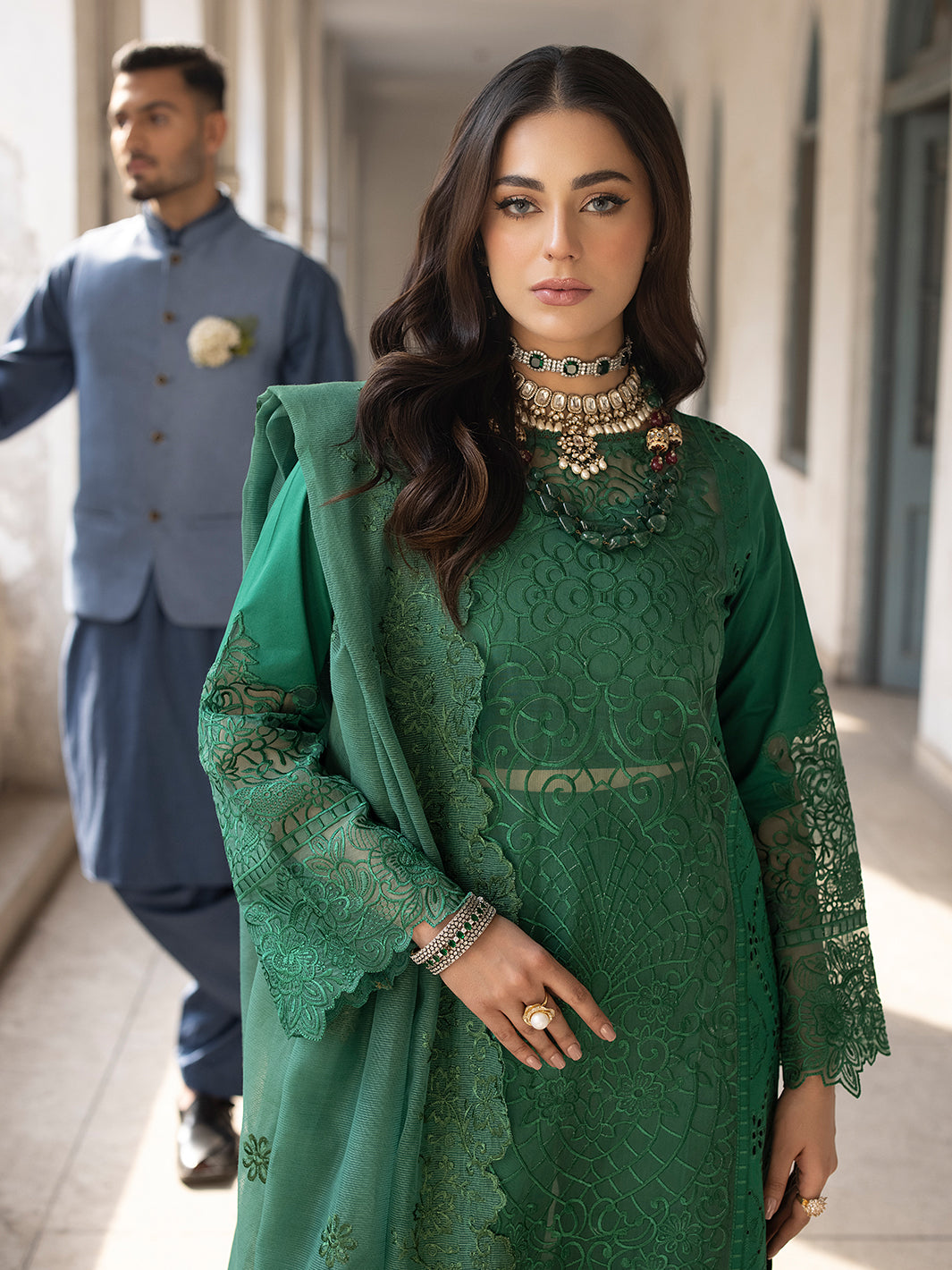 Mahnur | Mahrukh Luxury Lawn 24 | EMERALD - by - Libasekhas UK - Registered Vendor of : Mahnur - 100% Original Designer Dresss