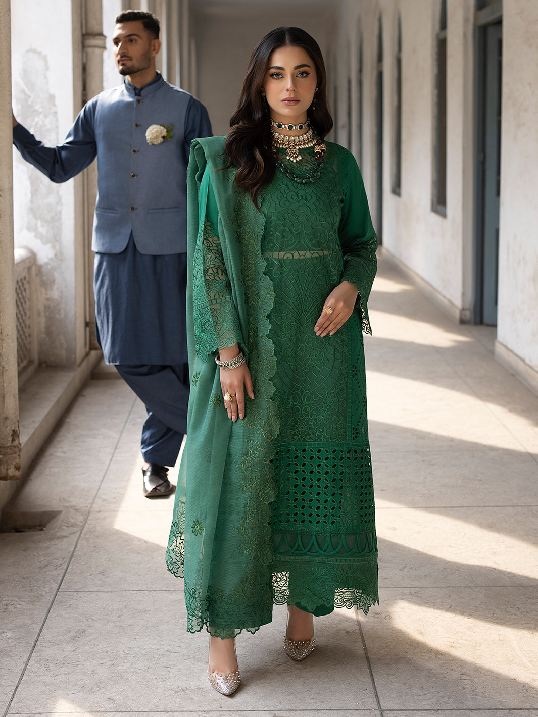 Mahnur | Mahrukh Luxury Lawn 24 | EMERALD - by - Libasekhas UK - Registered Vendor of : Mahnur - 100% Original Designer Dresss