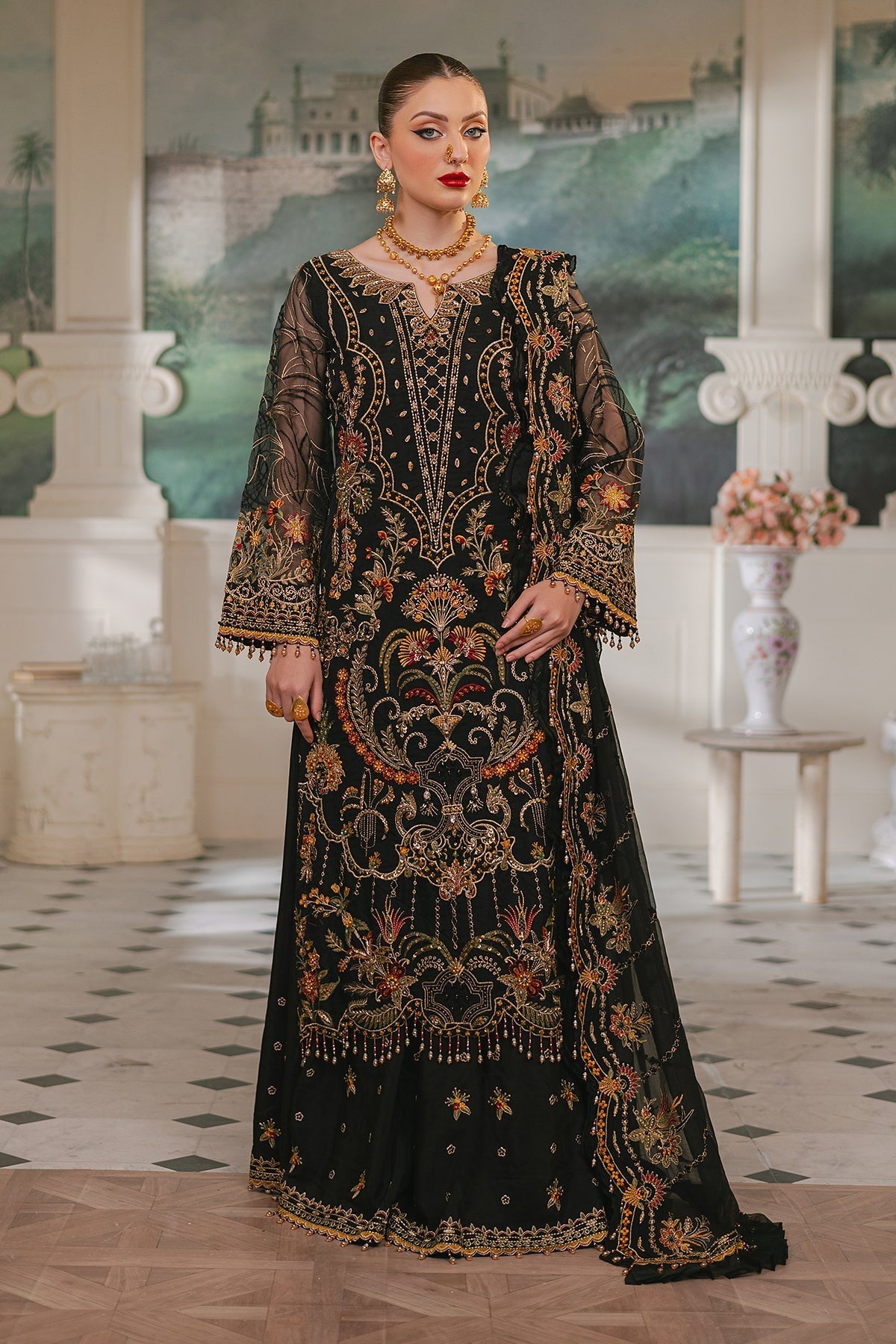 Raeesa Premium | Ada Premium Collection | HU - 46 Black Swan - by - Libasekhas UK - Registered Vendor of : Raeesa Premium - 100% Original Designer Dresss