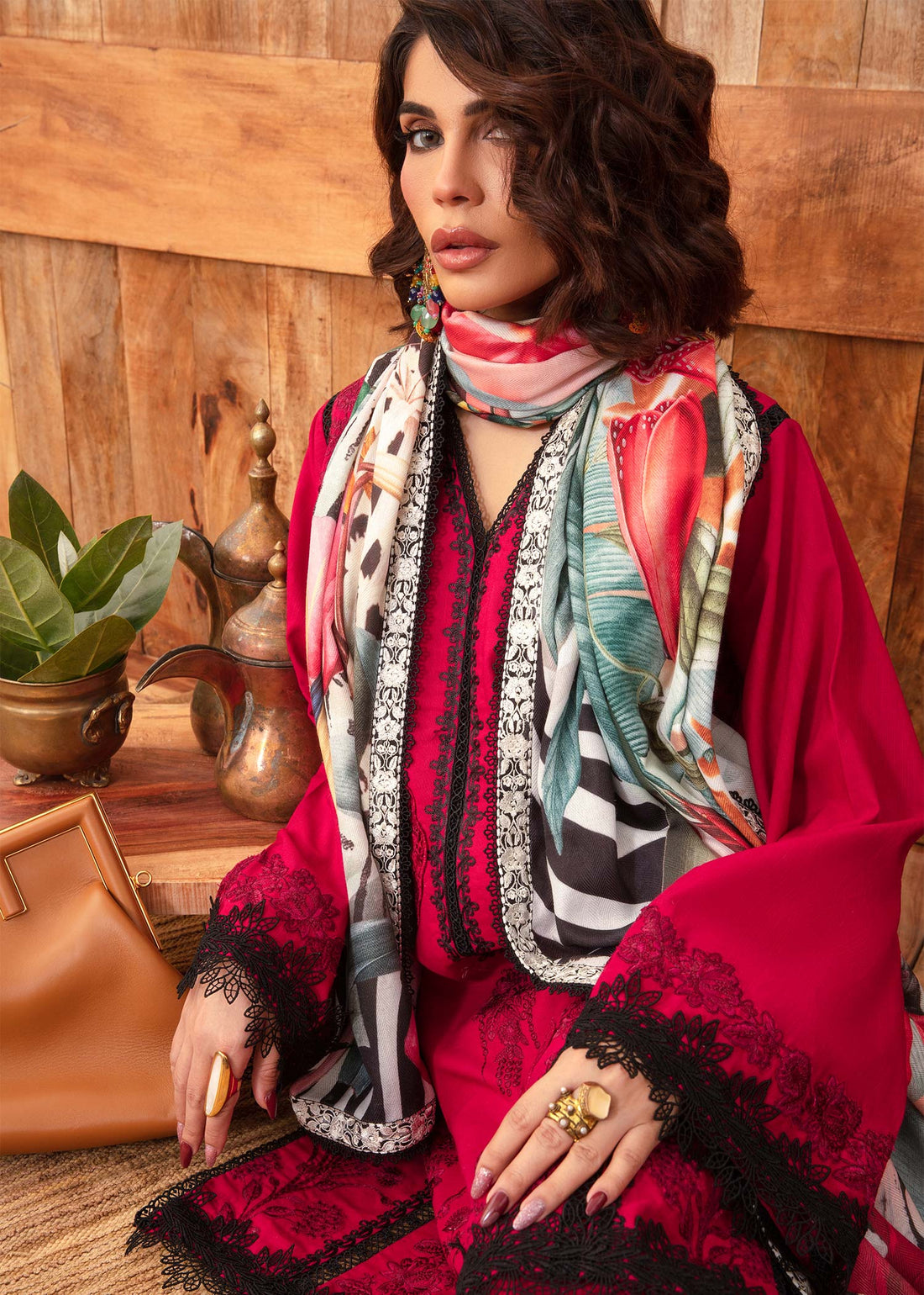 Saira Shakira | Raya Winter Stitched 23 | Crimson - by - Libasekhas UK - Registered Vendor of : Saira Shakira - 100% Original Designer Dresss