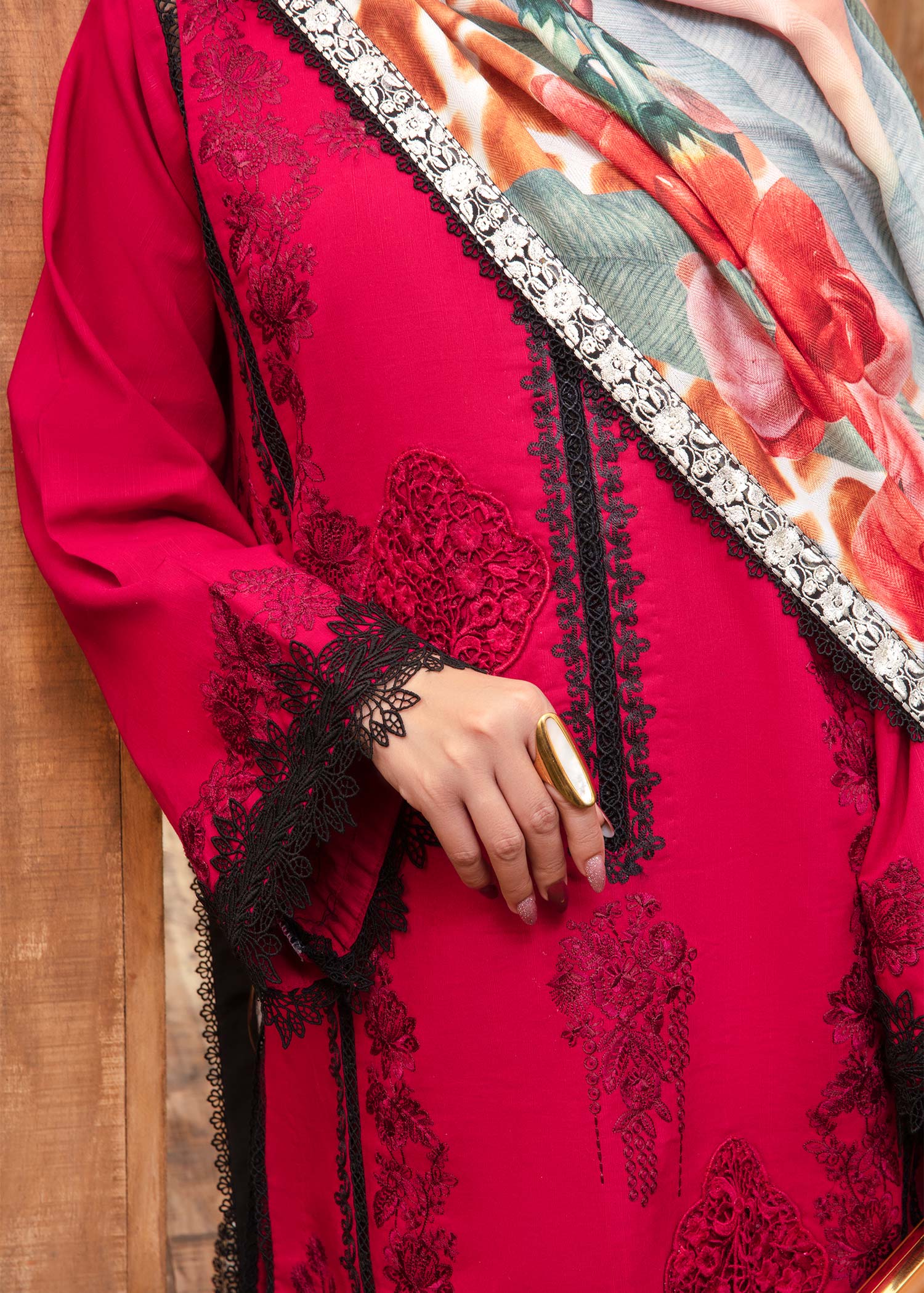 Saira Shakira | Raya Winter Stitched 23 | Crimson - by - Libasekhas UK - Registered Vendor of : Saira Shakira - 100% Original Designer Dresss