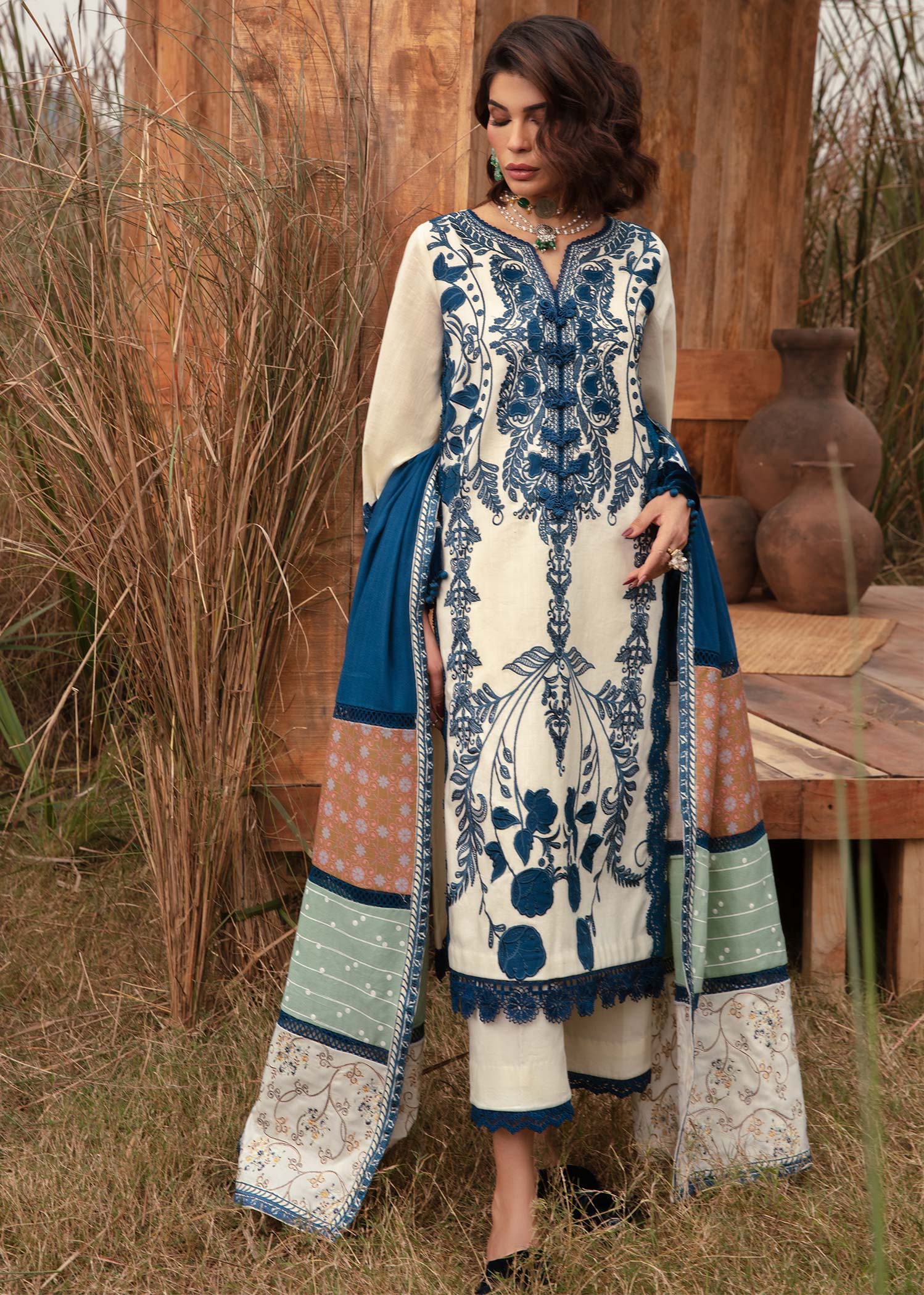 Saira Shakira | Raya Winter Stitched 23 | Pearl - by - Libasekhas UK - Registered Vendor of : Saira Shakira - 100% Original Designer Dresss