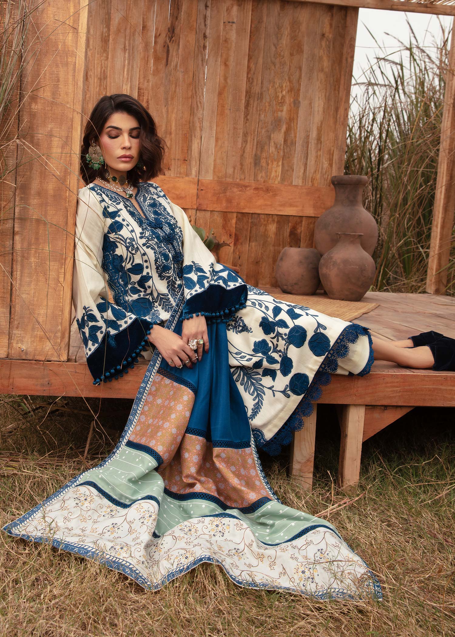 Saira Shakira | Raya Winter Stitched 23 | Pearl - by - Libasekhas UK - Registered Vendor of : Saira Shakira - 100% Original Designer Dresss