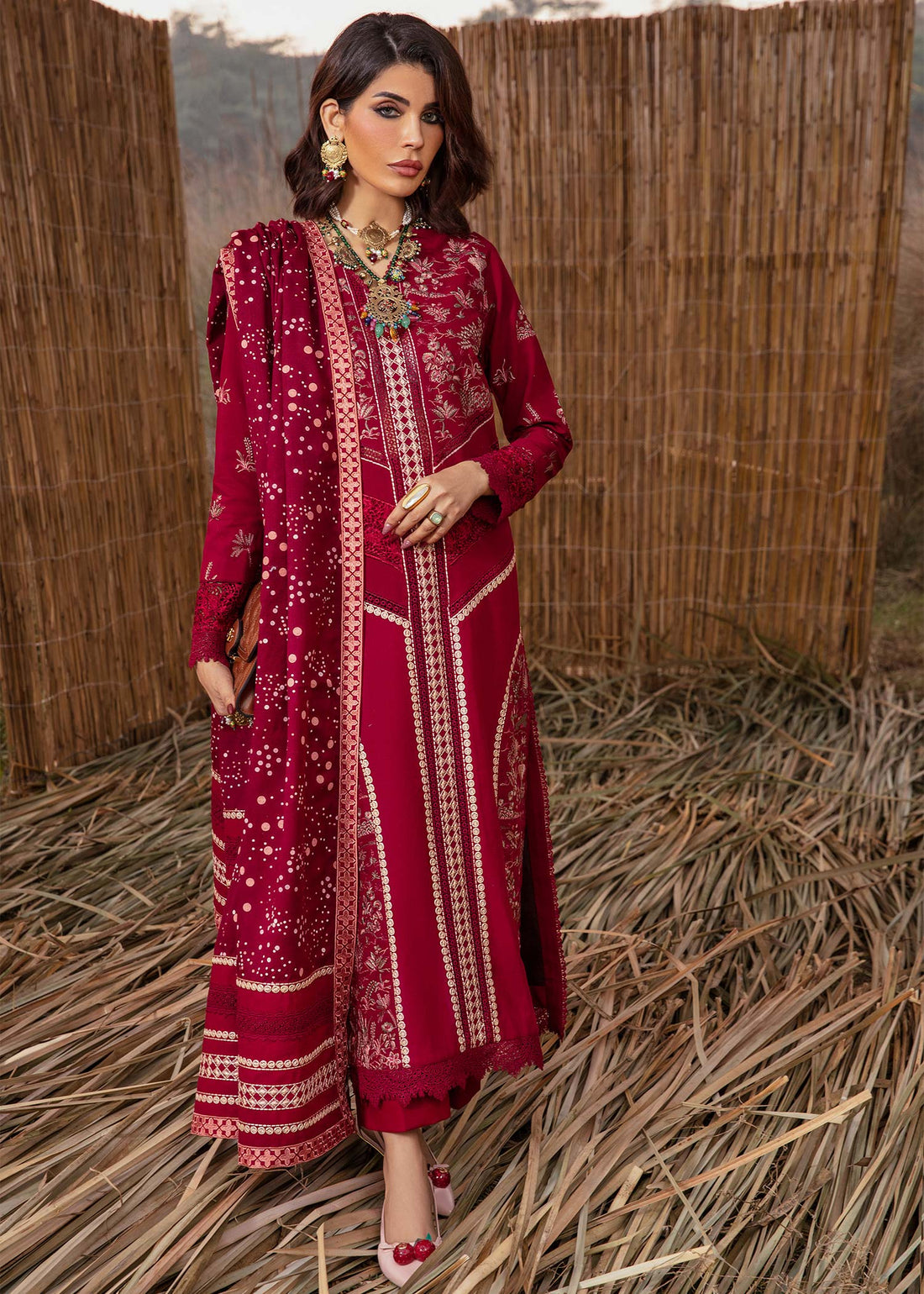 Saira Shakira | Raya Winter Stitched 23 | Ruby - by - Libasekhas UK - Registered Vendor of : Saira Shakira - 100% Original Designer Dresss