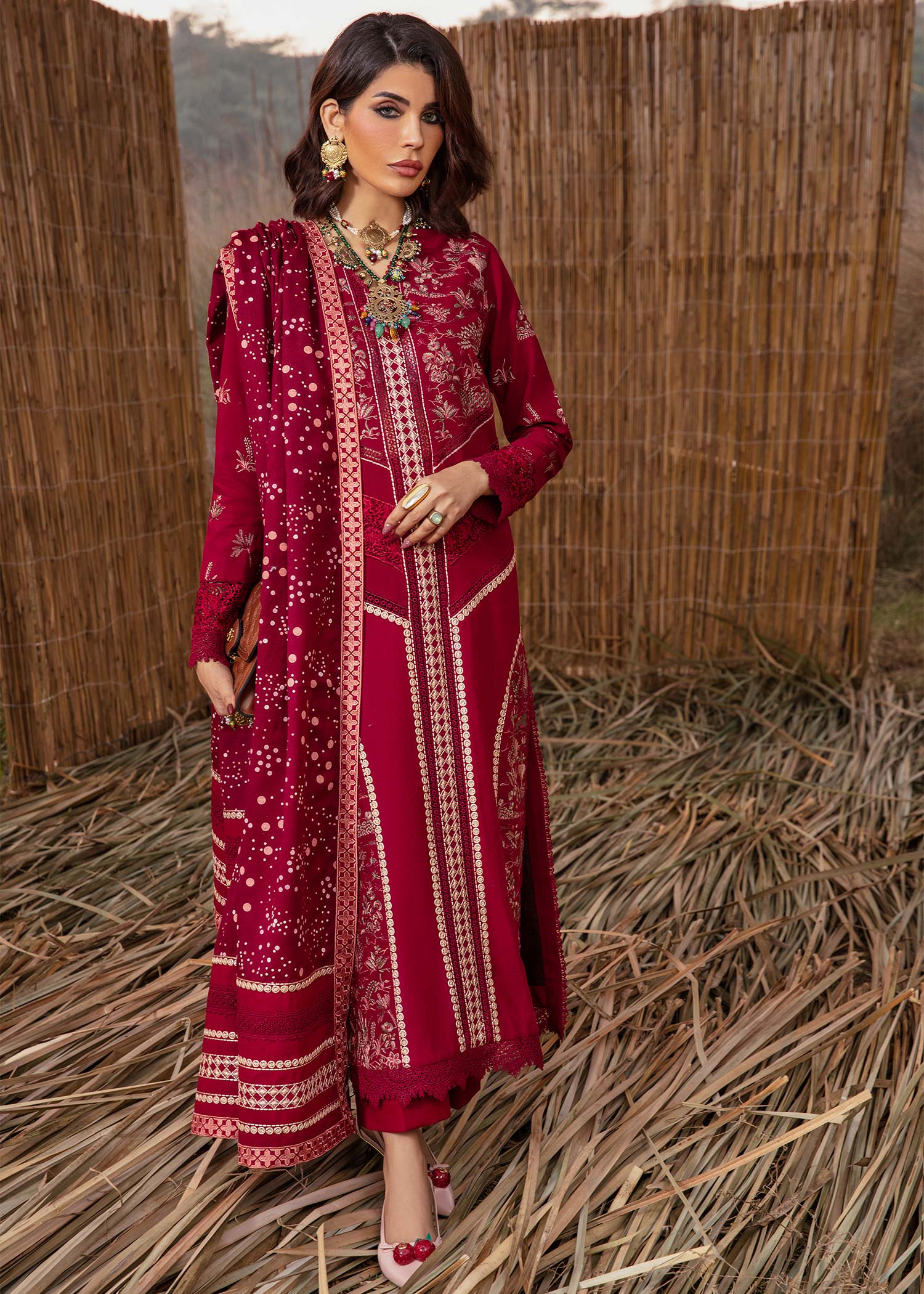 Saira Shakira | Raya Winter Stitched 23 | Ruby - by - Libasekhas UK - Registered Vendor of : Saira Shakira - 100% Original Designer Dresss