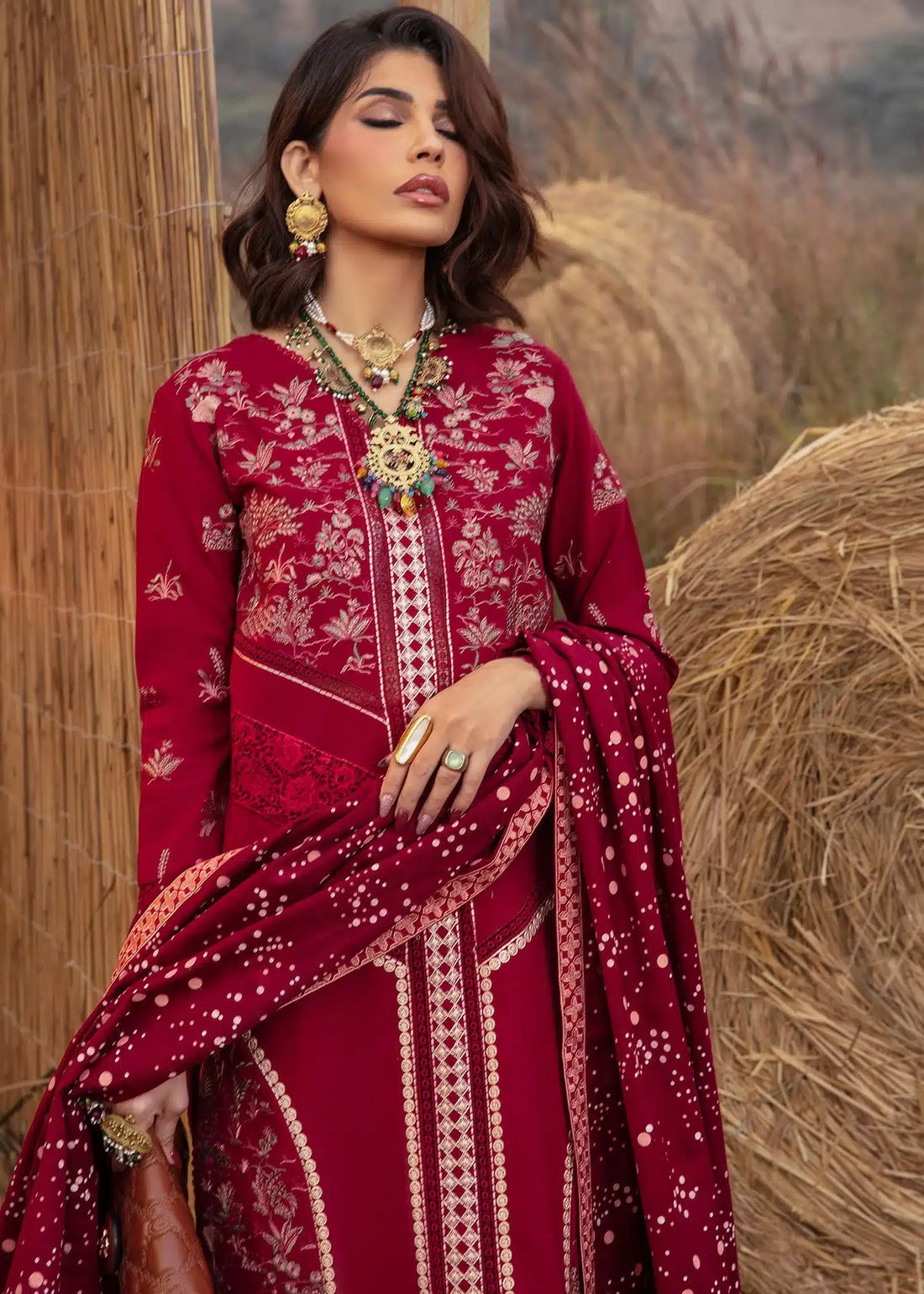 Saira Shakira | Raya Winter Stitched 23 | Ruby - by - Libasekhas UK - Registered Vendor of : Saira Shakira - 100% Original Designer Dresss
