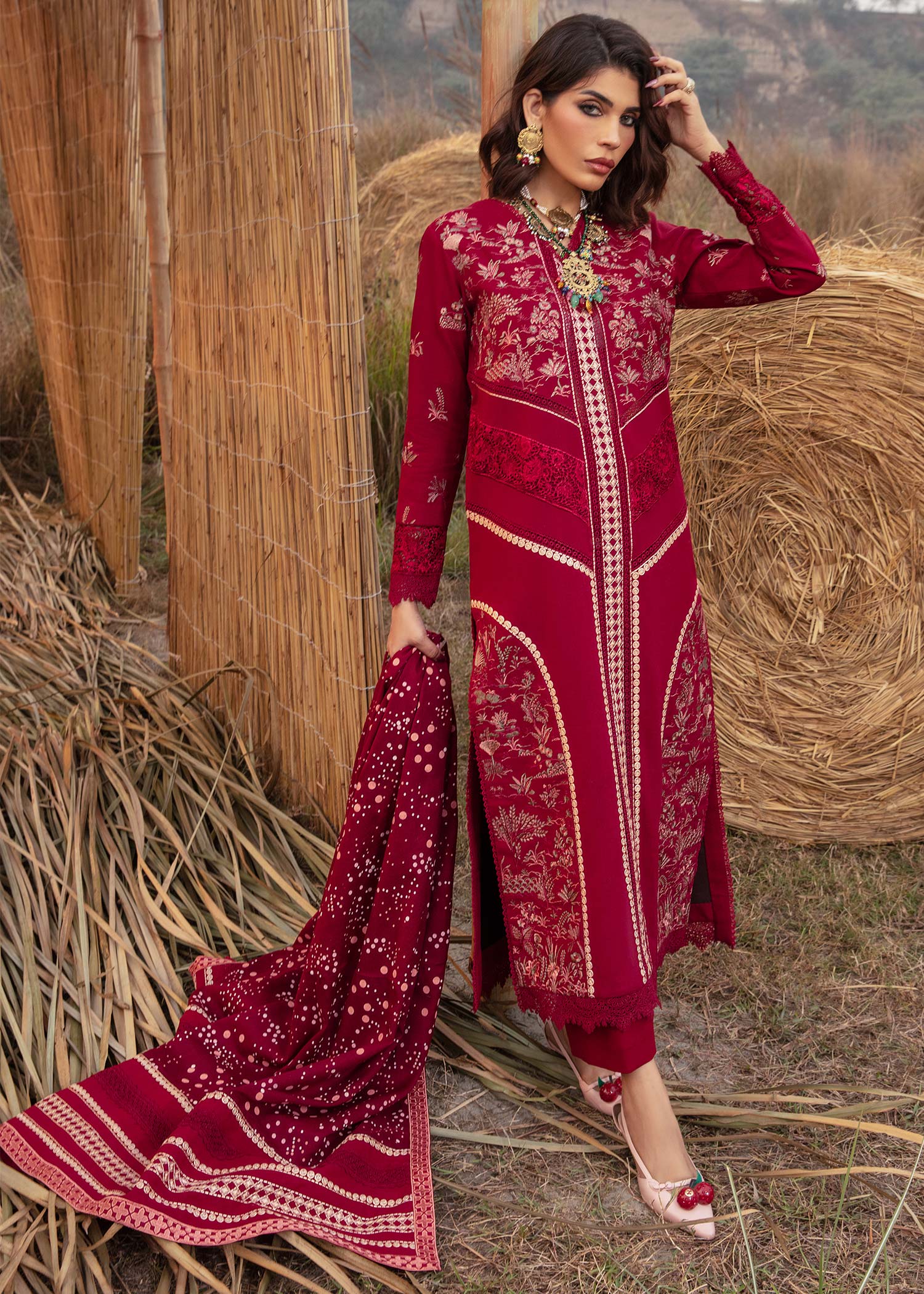 Saira Shakira | Raya Winter Stitched 23 | Ruby - by - Libasekhas UK - Registered Vendor of : Saira Shakira - 100% Original Designer Dresss