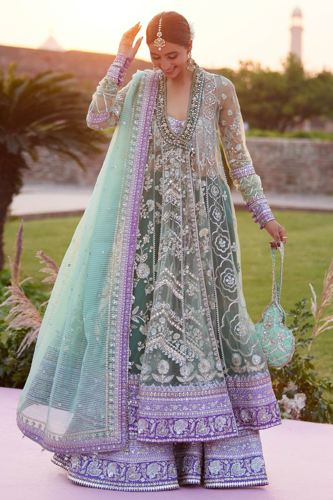 Zaha | Gossamer 25 | ZARQAH-E-PISTACHIO (ZC25-03) - by Libasekhas UK - Registered Vendor of : Zaha - 100% Original Designer Dress
