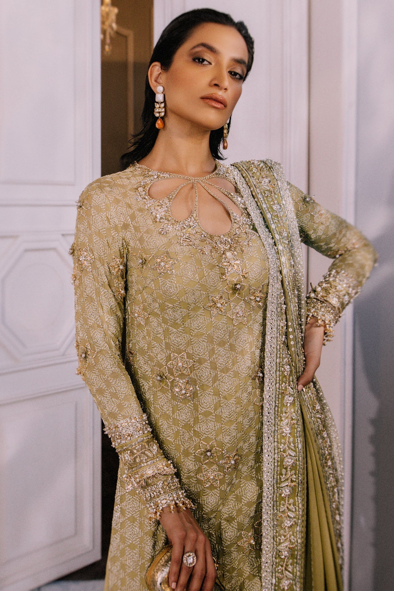 Elan | Demi Couture Onirique | ÃCLAT VERT (EP-20658) - by - Libasekhas UK - Registered Vendor of : Elan - 100% Original Designer Dresss