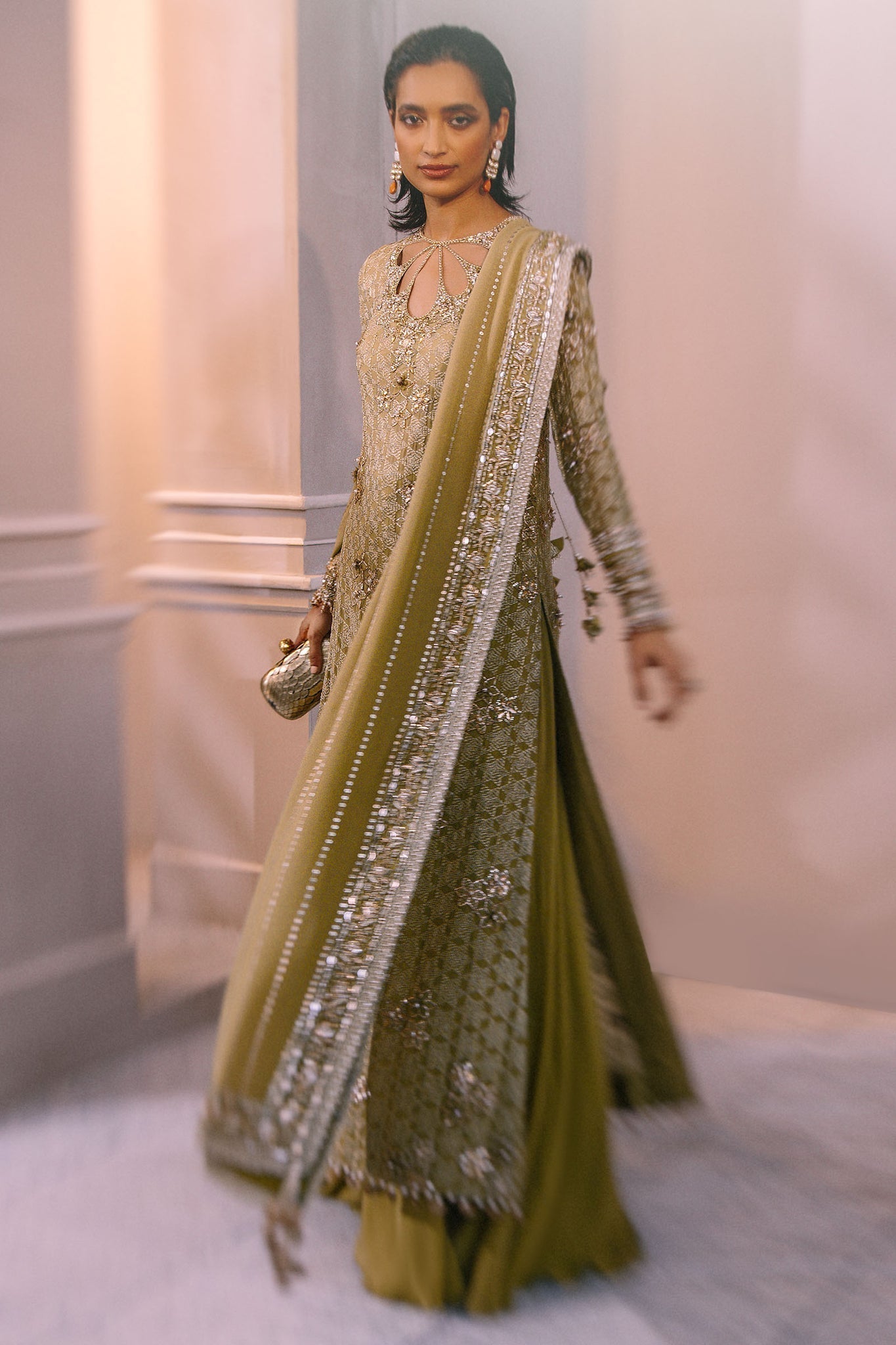 Elan | Demi Couture Onirique | ÃCLAT VERT (EP-20658) - by - Libasekhas UK - Registered Vendor of : Elan - 100% Original Designer Dresss