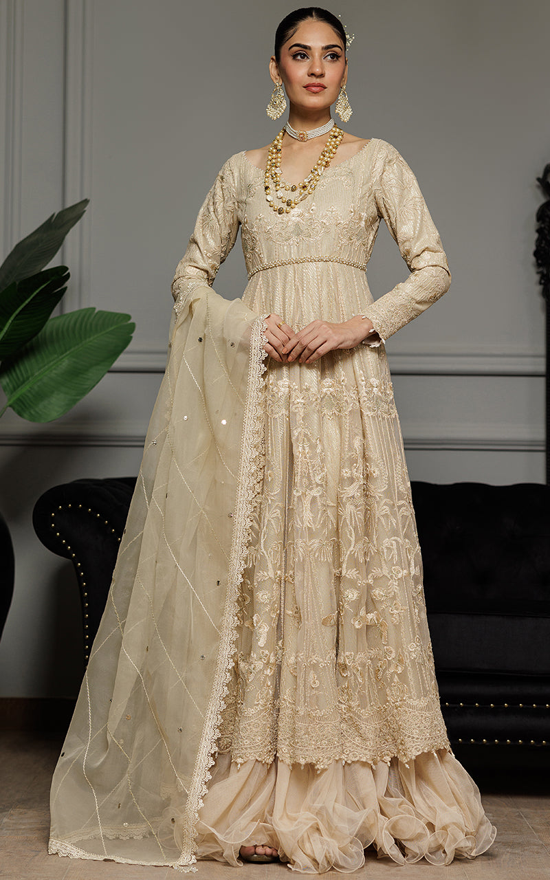 Threads and Motifs | Formal Dresses 25 | Net Embroidered Maxi - by Libasekhas UK - Registered Vendor of : Threads and Motifs - 100% Original Designer Dress