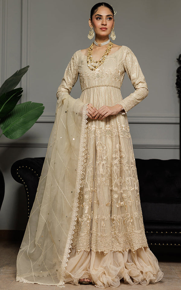 Threads and Motifs | Formal Dresses 25 | Net Embroidered Maxi - by Libasekhas UK - Registered Vendor of : Threads and Motifs - 100% Original Designer Dress