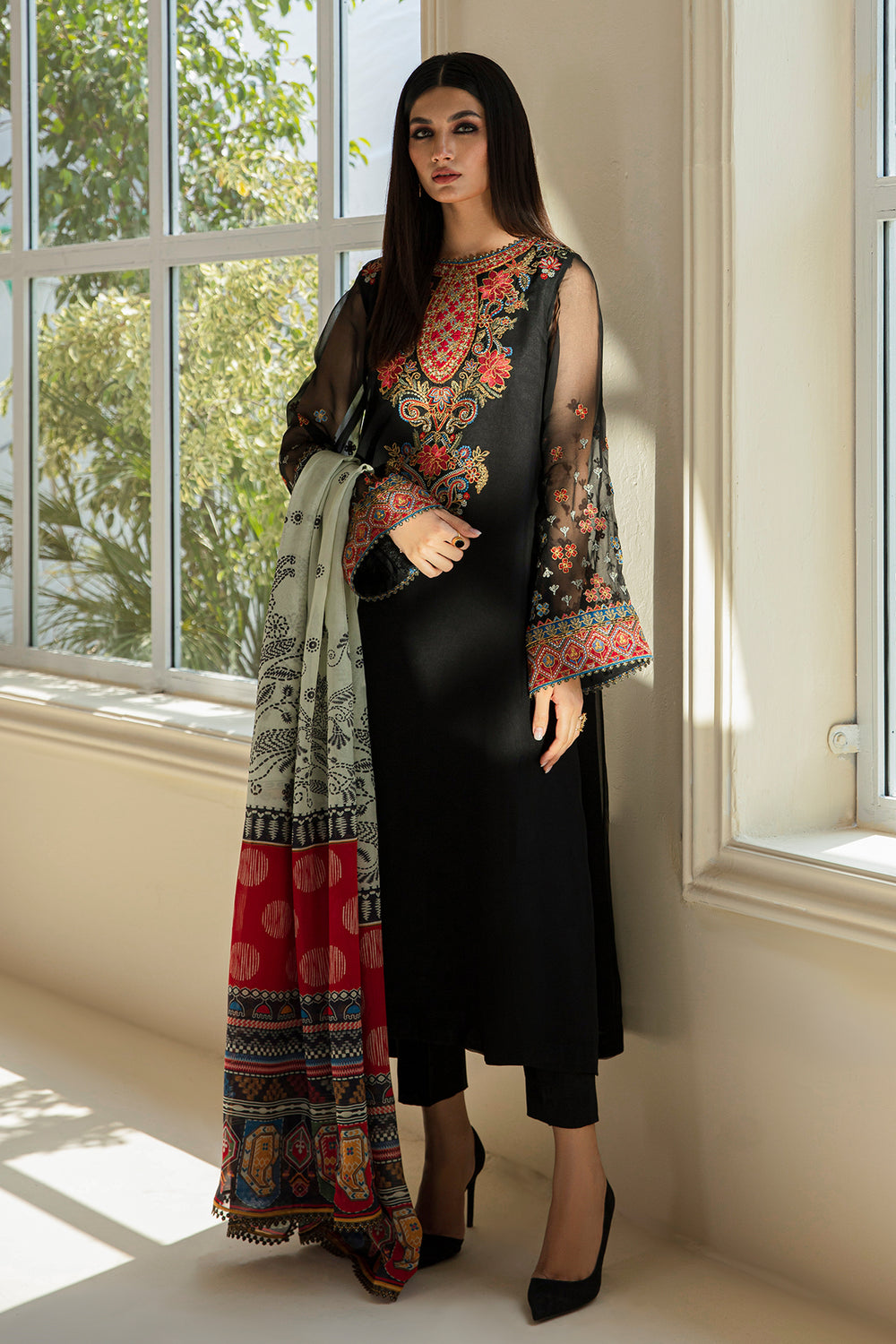 Baroque | Formals Collection | EMBROIDERED CHIFFON UF-388 - by Libasekhas UK - Registered Vendor of : Baroque - 100% Original Designer Dress