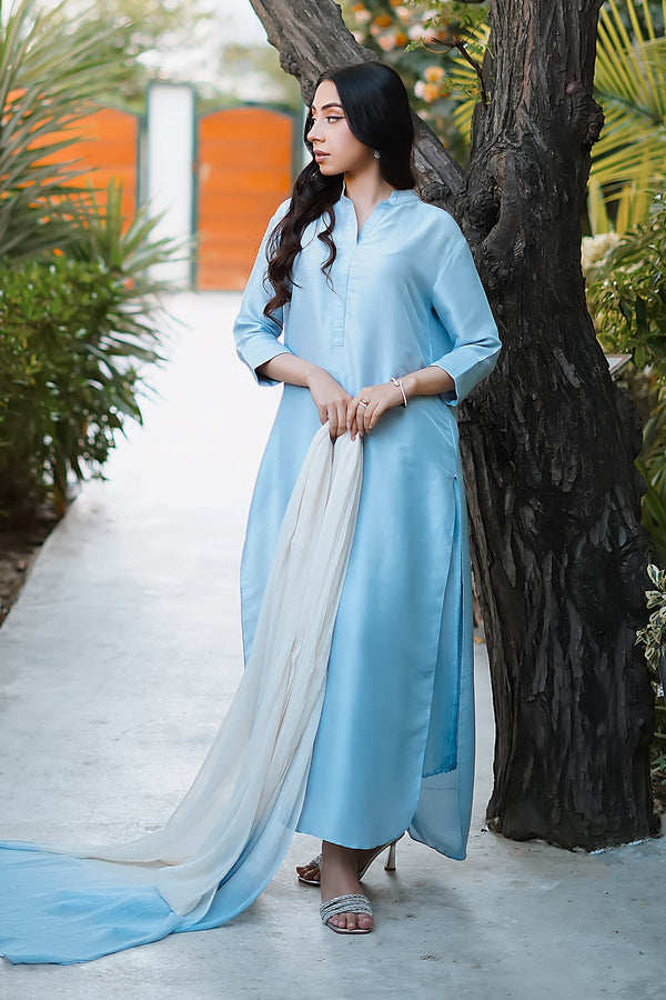 Erum Khan | Nue 25 | Serene Sky - by - Libasekhas UK - Registered Vendor of : Erum Khan - 100% Original Designer Dresss