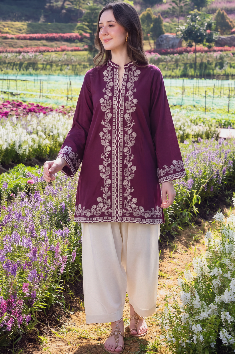 Saad Shaikh | Ease Fall Edit 26 | Prune - by Libasekhas UK - Registered Vendor of : Saad Shaikh - 100% Original Designer Dress