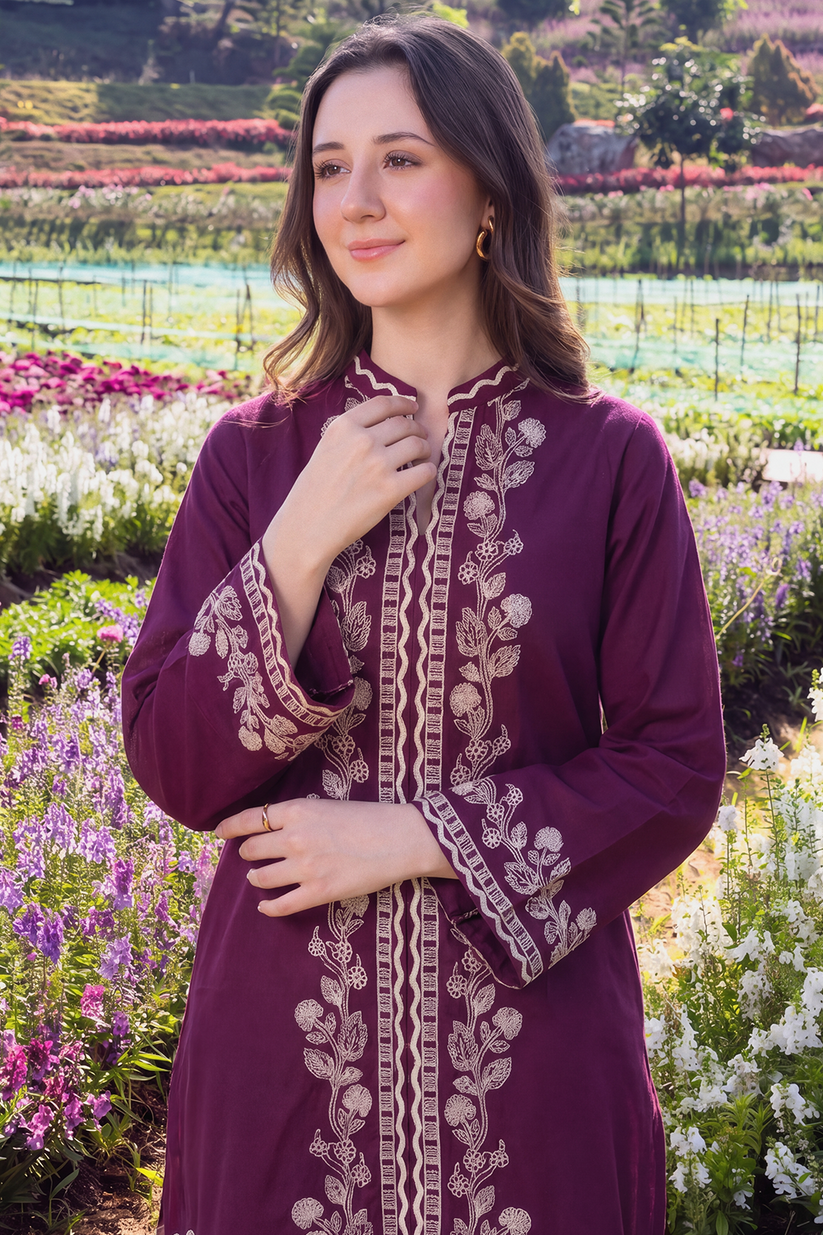 Saad Shaikh | Ease Fall Edit 26 | Prune - by Libasekhas UK - Registered Vendor of : Saad Shaikh - 100% Original Designer Dress