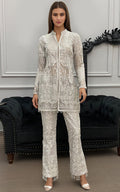 Threads and Motifs | Formal Dresses 25 | Organza Embroidered Jacket with Trouser - by Libasekhas UK - Registered Vendor of : Threads and Motifs - 100% Original Designer Dress