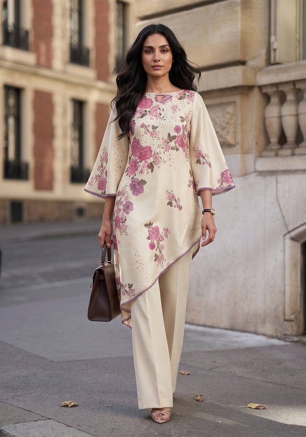 Zarqash | Silk Edit 26 | Blush Botanica - by Libasekhas UK - Registered Vendor of : Zarqash - 100% Original Designer Dress