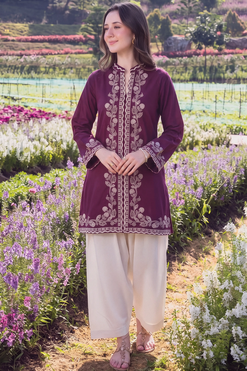 Saad Shaikh | Ease Fall Edit 26 | Prune - by Libasekhas UK - Registered Vendor of : Saad Shaikh - 100% Original Designer Dress