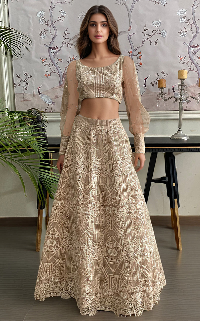 Threads and Motifs | Formal Dresses 25 | Organza Embroidered Blouse And Embroidered Lehenga - by Libasekhas UK - Registered Vendor of : Threads and Motifs - 100% Original Designer Dress