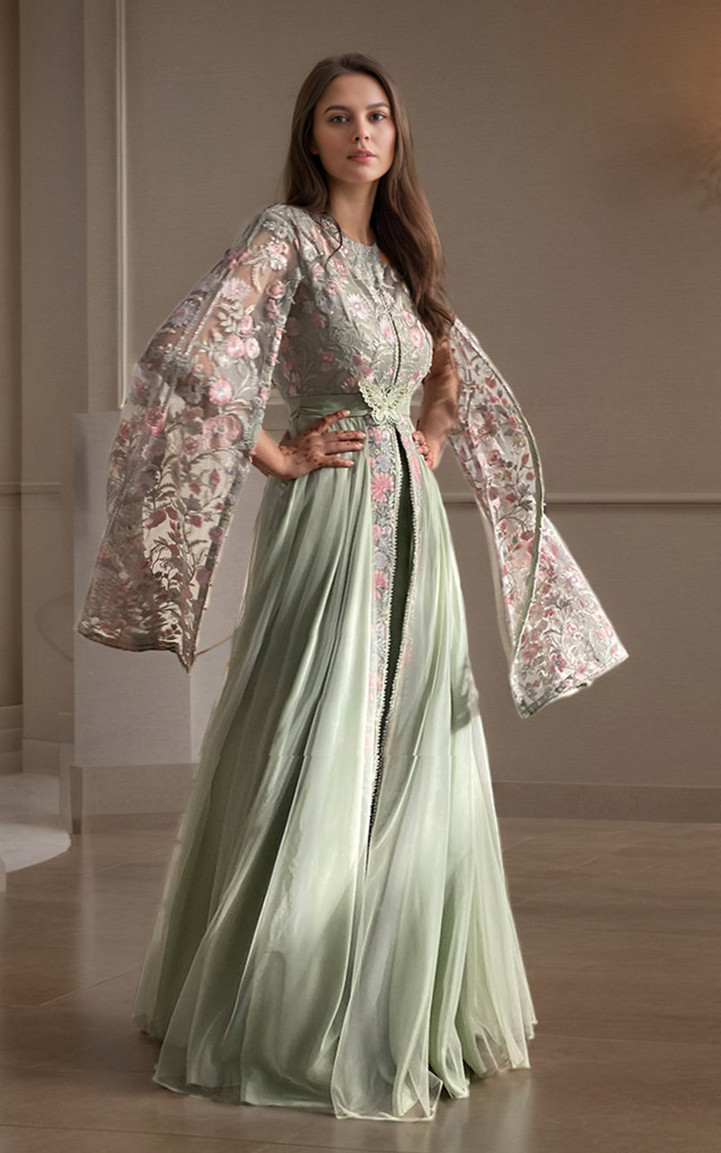 Threads and Motifs | Formal Dresses 25 | Organza Embroidered Maxi - by Libasekhas UK - Registered Vendor of : Threads and Motifs - 100% Original Designer Dress