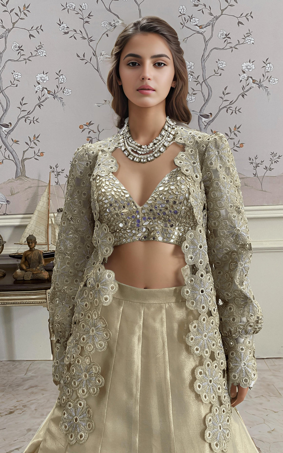 Threads and Motifs | Formal Dresses 25 | EMBRIODERED JACKET WITH BLOUSE AND SKIRT - by Libasekhas UK - Registered Vendor of : Threads and Motifs - 100% Original Designer Dress