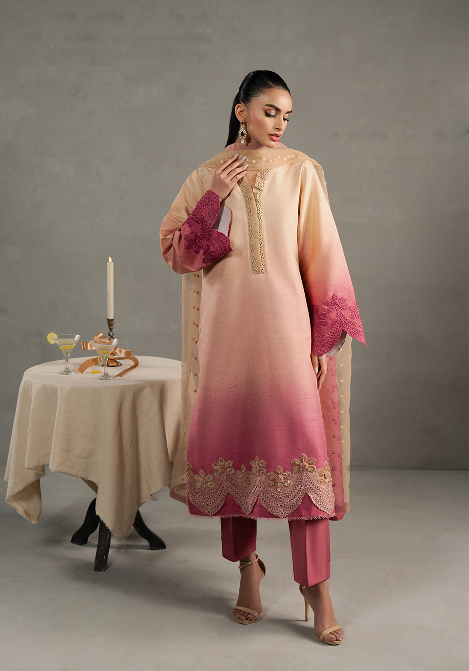 Zarqash | Silk Edit | ZQS 002 Rosèa - by - Libasekhas UK - Registered Vendor of : Zarqash - 100% Original Designer Dresss