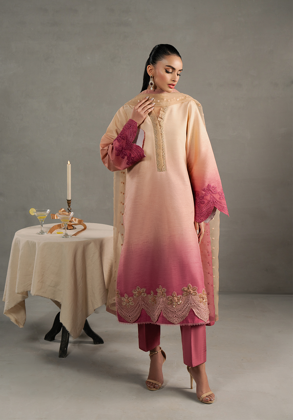 Zarqash | Silk Edit | ZQS 002 Rosèa - by - Libasekhas UK - Registered Vendor of : Zarqash - 100% Original Designer Dresss