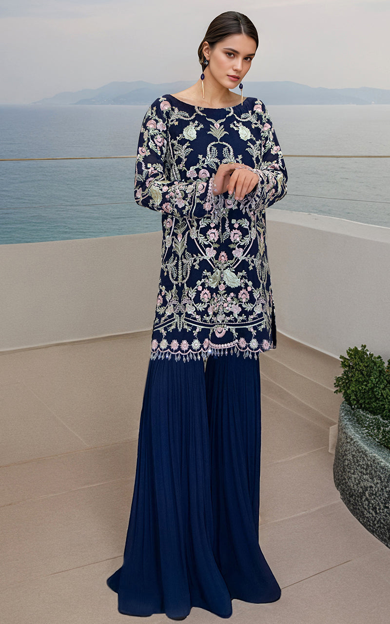 Threads and Motifs | Formal Dresses 25 | Chiffon Embroidered Shirt - by Libasekhas UK - Registered Vendor of : Threads and Motifs - 100% Original Designer Dress