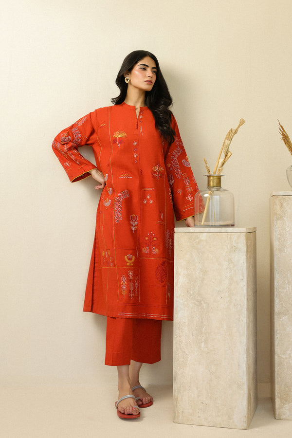 Sahar | Pre Essential Emb Edit | Burnt Citrus - by Libasekhas UK - Registered Vendor of : Sahar - 100% Original Designer Dress