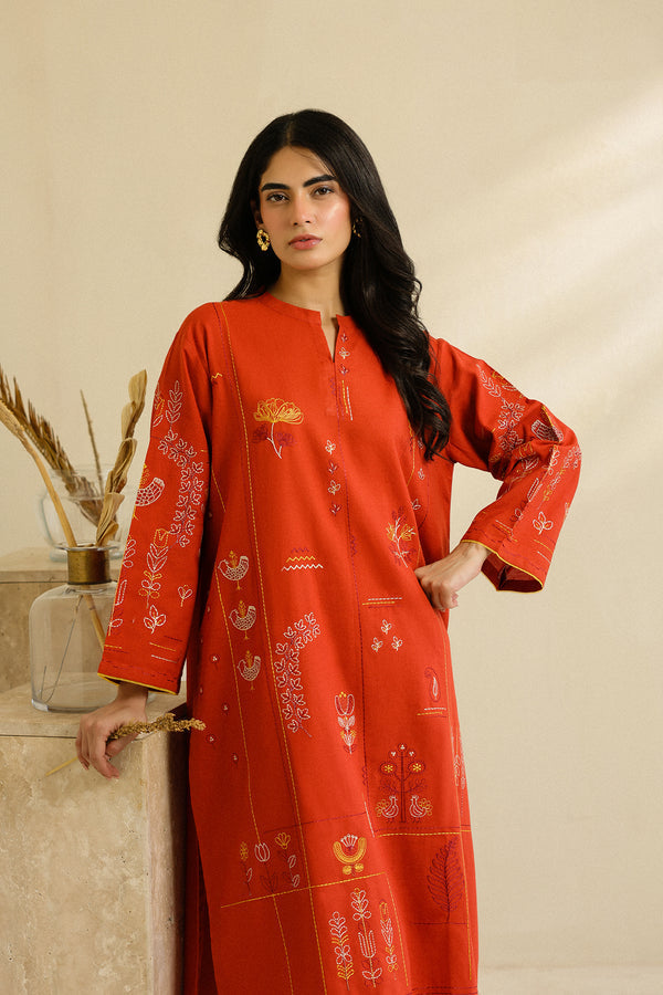 Sahar | Pre Essential Emb Edit | Burnt Citrus - by Libasekhas UK - Registered Vendor of : Sahar - 100% Original Designer Dress