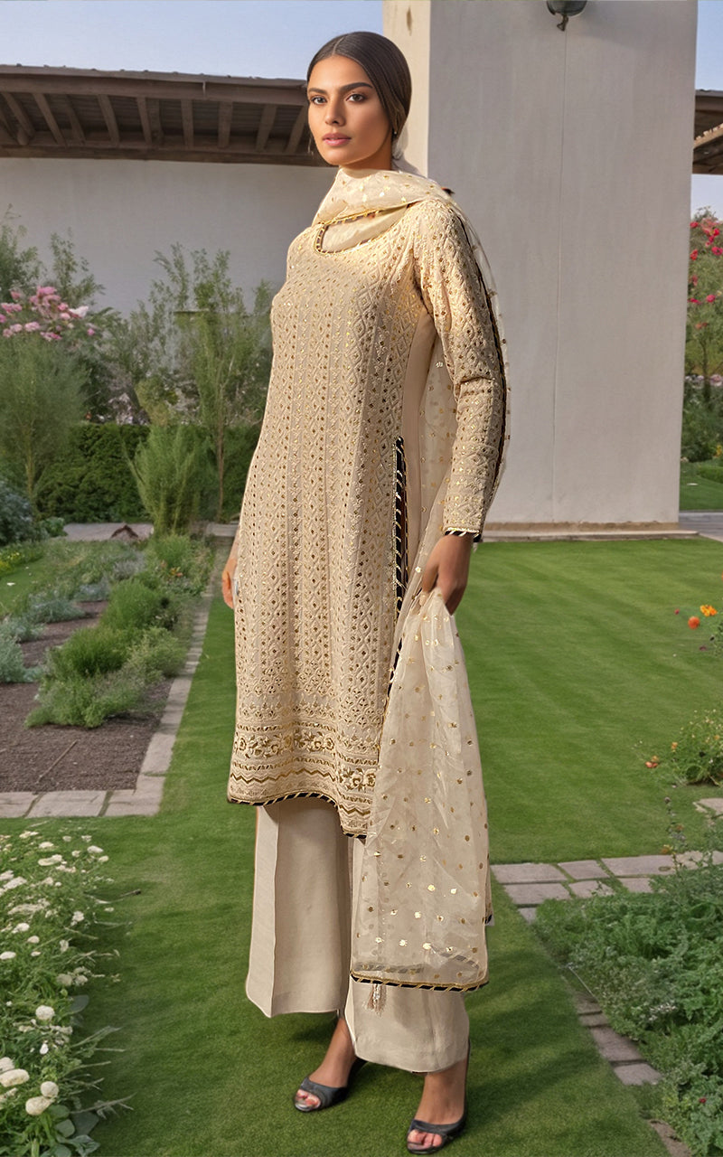Threads and Motifs | Formal Dresses 25 | Embroidered Shirt With Trouser And Dupatta - by Libasekhas UK - Registered Vendor of : Threads and Motifs - 100% Original Designer Dress